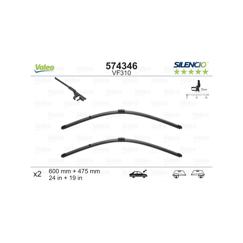 VALEO SILENCIO VALYTUVAI AUDI, SKODA, VW FLAT BLADE