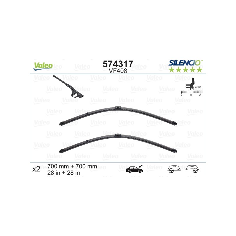 VALEO SILENCIO VALYTUVAI CITROEN, MERCEDES-BENZ, PEUGEOT 407 FLAT BLADE