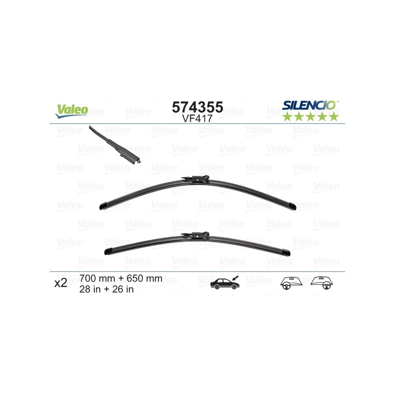 VALEO SILENCIO VALYTUVAI MERCEDES-BENZ, PEUGEOT 307 FLAT BLADE