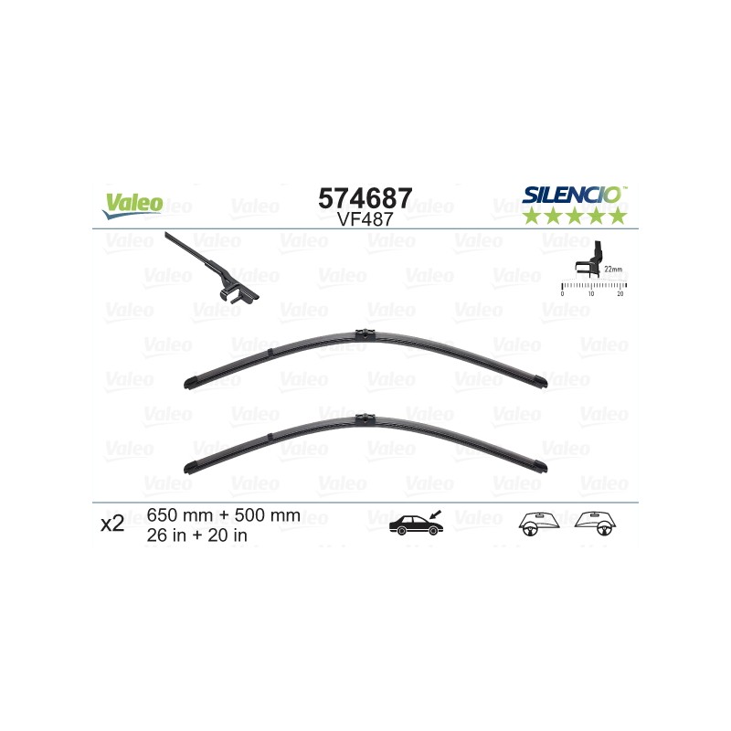 VALEO SILENCIO VALYTUVAI BMW, VOLVO FLAT BLADE