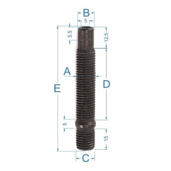 M12x1.5x62+15 Stud 1 pcs (PRA82CH5)