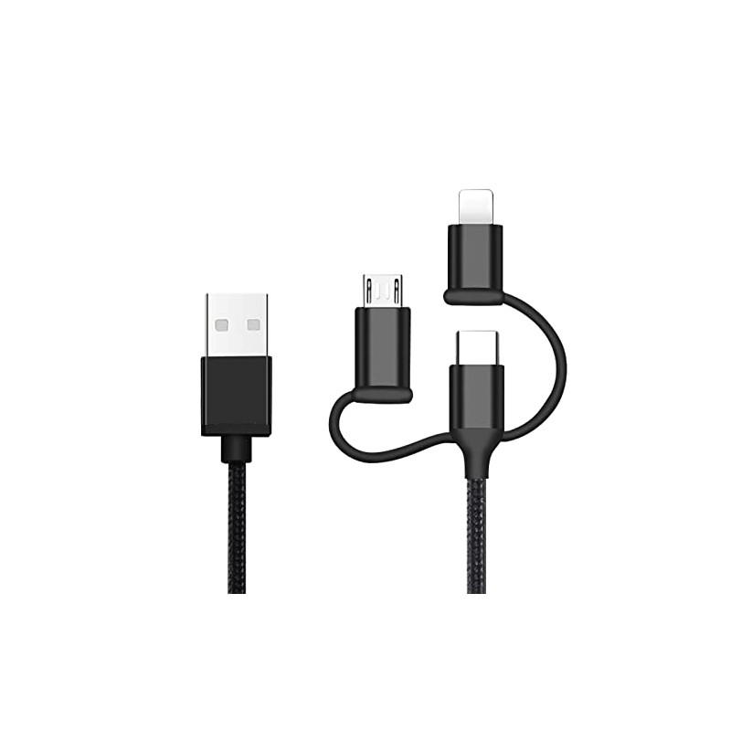 ĮKROVIMO LAIDAS USB SU APPLE, MICRO USB, TYPE C JUNGTIMIS