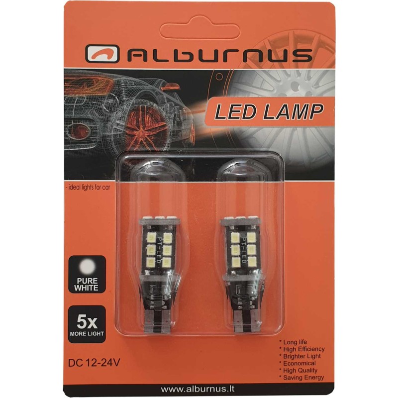 LEMPUTĖS W5W T10 LED 15SMD CANBUS 12/24V (2VNT)