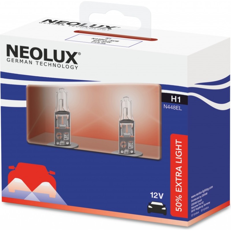 NEOLUX LEMPUTĖS H1 12V 2SCB H1 55W +50% EXTRA LIGHT