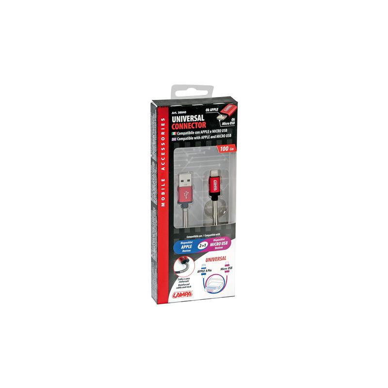 Kabelis universalus USB Apple/Micro USB