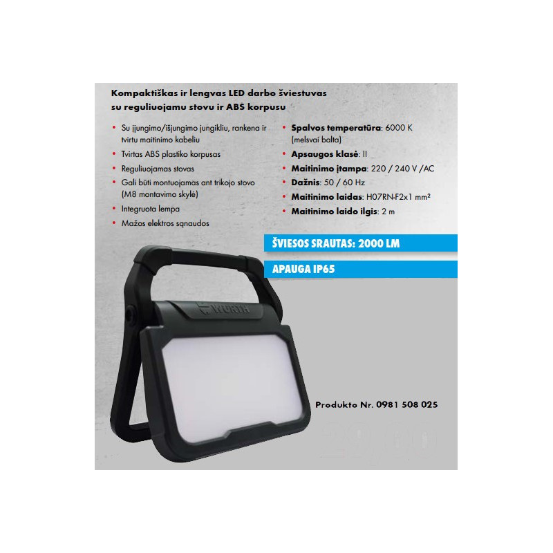 LED darbo šviestuvas 240V/25W