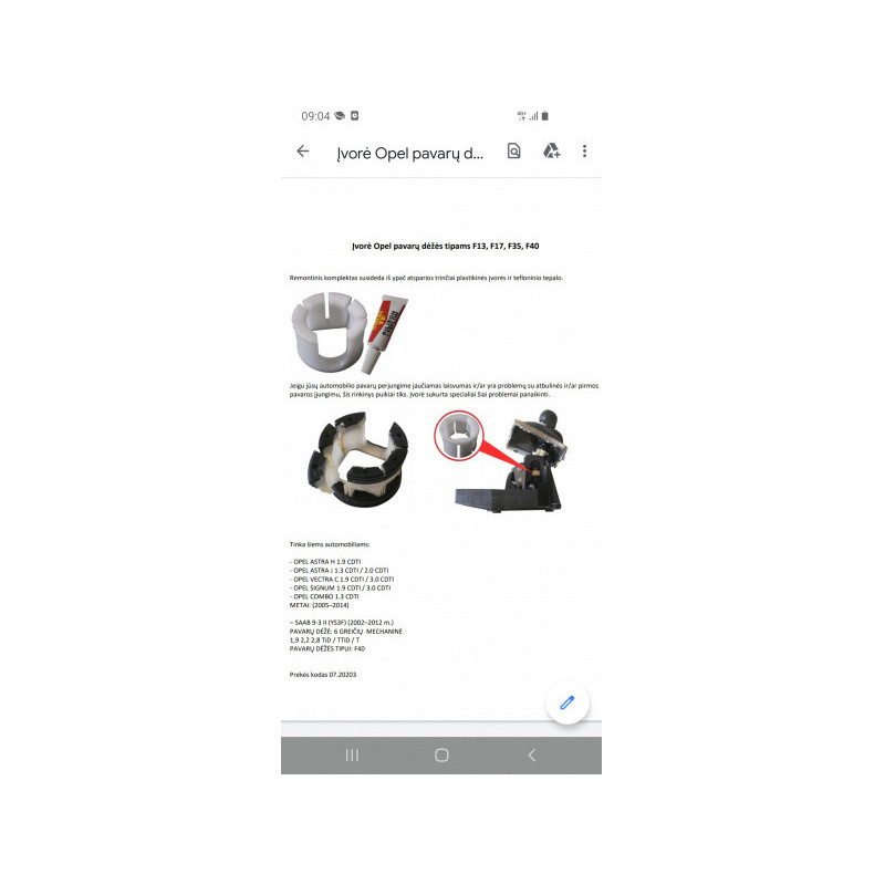 Pavarų perjungimo mechanizmo remonto komplektas