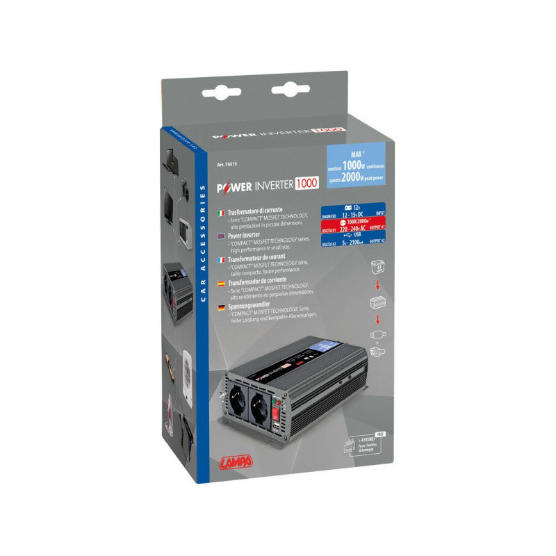 Srovės keitiklis 12V/220V 1000W